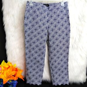 Talbots Blue and White Pattern Chatham Cropped pants Size 2p